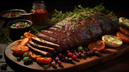 Sliced smoked brisket.の素材