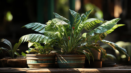 Green plants in a pot.の素材