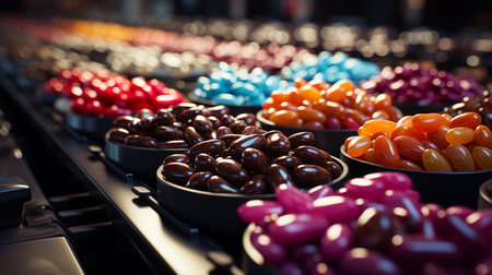 Candies on a conveyor belt.の素材