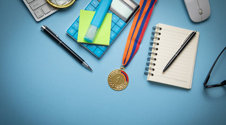 Medal awards for winner with a business objects.の写真素材