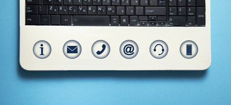 Computer with a contact symbols. Internet. Communicationの写真素材