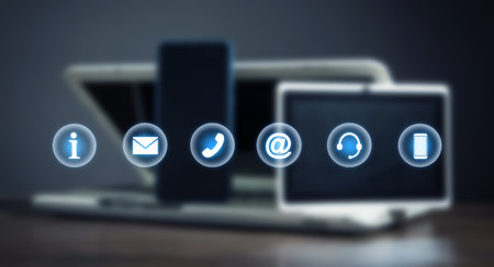 Computer with a contact symbols. Internet. Communicationの写真素材