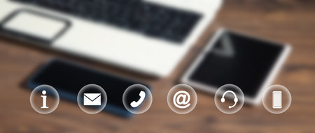 Computer with a contact symbols. Internet. Communicationの写真素材