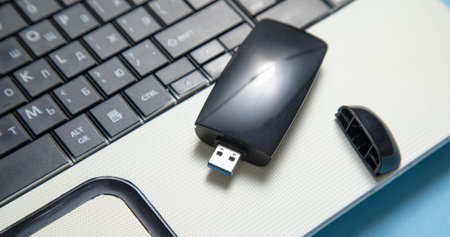 Flash drive with a computer keyboard.