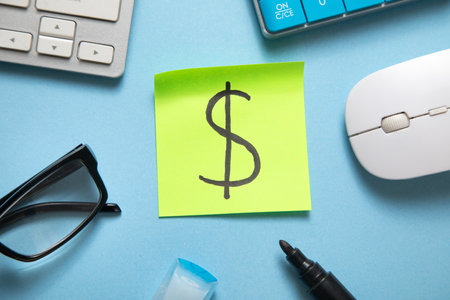 Dollar symbol on the sticky note. Business. Financeの写真素材