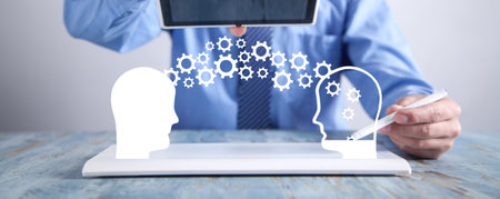 knowledge sharing. transferring. brainstorming conceptの写真素材