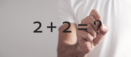 Human writes 2+2=? in screen.