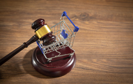 Judge gavel with a shopping cart.の写真素材