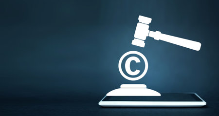 Judge gavel with a Copyright symbol.の写真素材