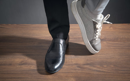 Work Life Balance Concept. Business and casual shoes
