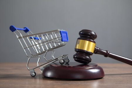 Judge gavel with a shopping cart.の写真素材