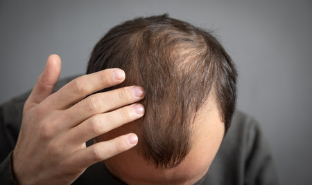 Caucasian man. Hair loss problemの写真素材