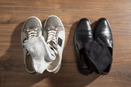 Work Life Balance Concept. Business and casual shoesの写真素材