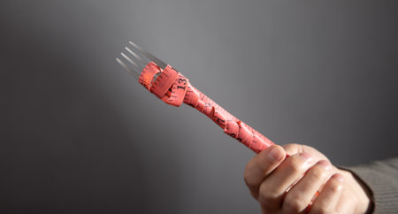 Measuring tape with fork. Dietの写真素材