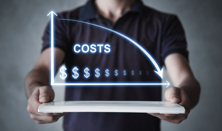 Man showing Costs graph. Businessの写真素材