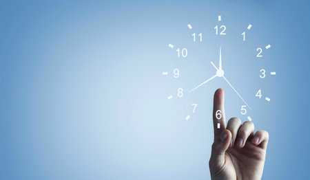 Male hand showing clock. Time Management