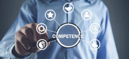 Man showing Competence concept. Business