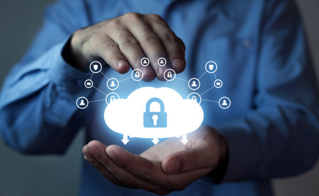 Cloud computing security. Business. Internet. Technologyの写真素材