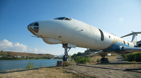 View of old abandoned plane in outdoors.