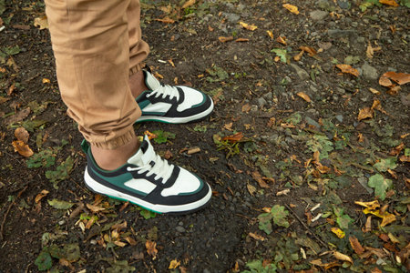 Men sneakers in outdoors.