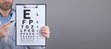 Doctor with an eye test chart.の写真素材