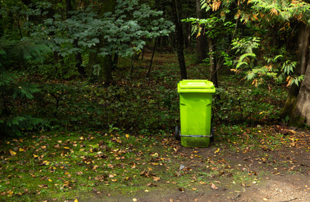 Trash bin in nature.の写真素材