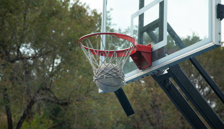 Ball in basketball hoop. Sport. Hobby. Lifestyleの写真素材