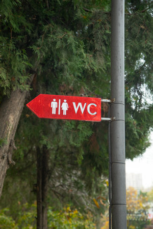 Toilet sign. WC sign in the park.の写真素材