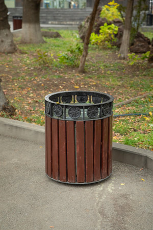 Trash bin in the park. Environment. Clean natureの写真素材