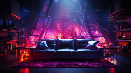 Neon light room.の素材