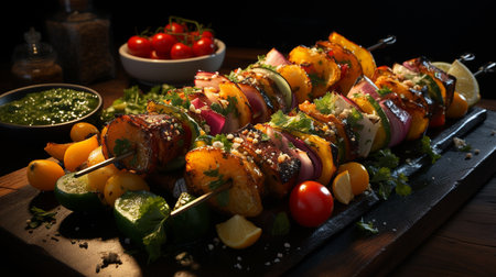 Skewer with vegetables.の素材