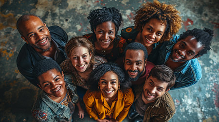 Top view of happy people.の素材