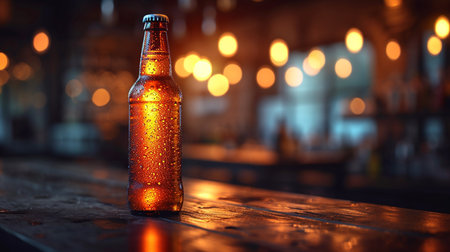 Beer bottle on the dark table.の素材