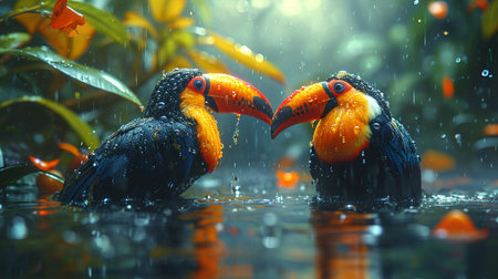 Beautiful toucans in nature.の素材