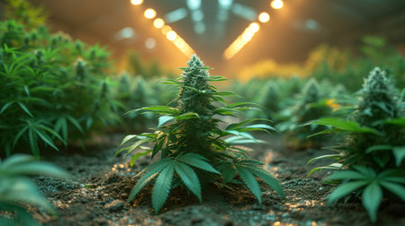 Cannabis grow in greenhouse.の素材