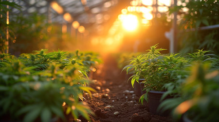 Cannabis grow in greenhouse.の素材