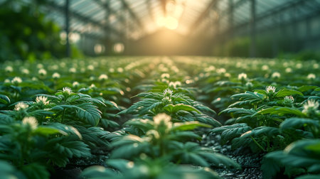 Cannabis grow in greenhouse.の素材