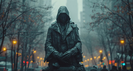 Statue of Hacker in the city.の素材