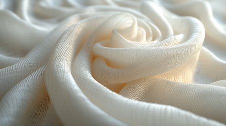 Closeup view of white textile fabric.の素材