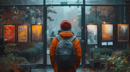 Artist in his exhibit.の素材