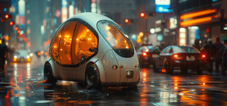 Autonomous self driving transport in the city.の素材