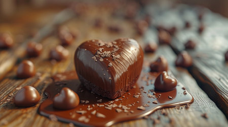 Chocolate in the shape of heart.の素材