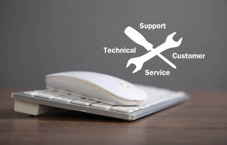 Computer mouse and keyboard. Technical Support Customer Serviceの写真素材
