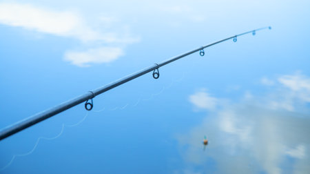 Fishing rod on the lake. Hobbyの写真素材