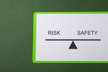 Risk and Safety word with a scales. Businessの写真素材