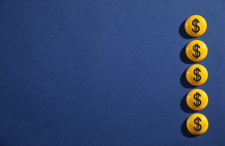 Dollar symbols on yellow round. Business. Financeの写真素材