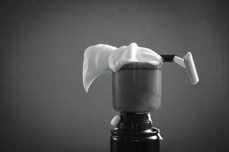 Razor blade and shaving foam. Careの写真素材