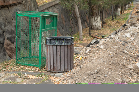 Trash bin in the park. Environment. Clean natureの写真素材