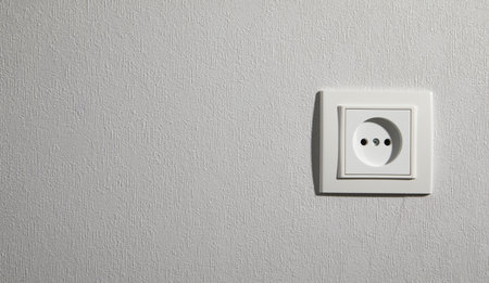 Modern white electric socket on a wall.