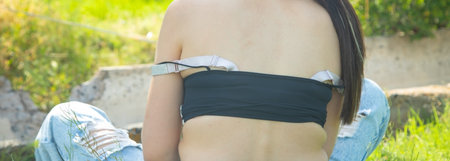 Young caucasian woman wearing summer top.の写真素材